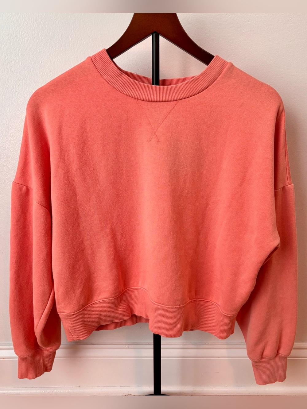 CALIA Cropped Sweatshirt Small Coral Pink Crewneck Athleisure Cozy Soft